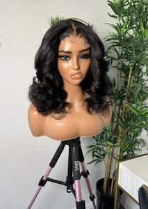 Brazillian Virgin Human Hair Loose Wave Full Density 4x4 Closure 14 Inch Wig - Picture 1 of 3