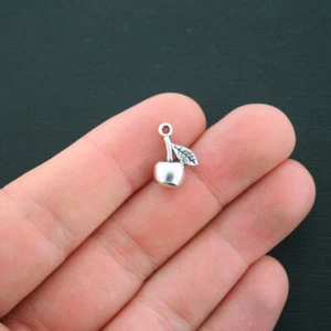 10 Apple Charms Antique Silver Tone 3 Dimensional- SC4292 - Picture 1 of 2