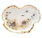Ancien plateau vanité en porcelaine française W&G Limoges violet or doré