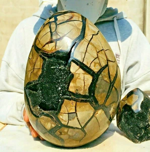 Uovo di cristallo del drago settario naturale enorme 9500 g geode esemplare grezzo - Foto 1 di 10