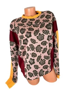 Scotch & Soda Women’s Crew Neck Pullover Sweater Monsterra Leaf Print Zip XL - Picture 1 of 8
