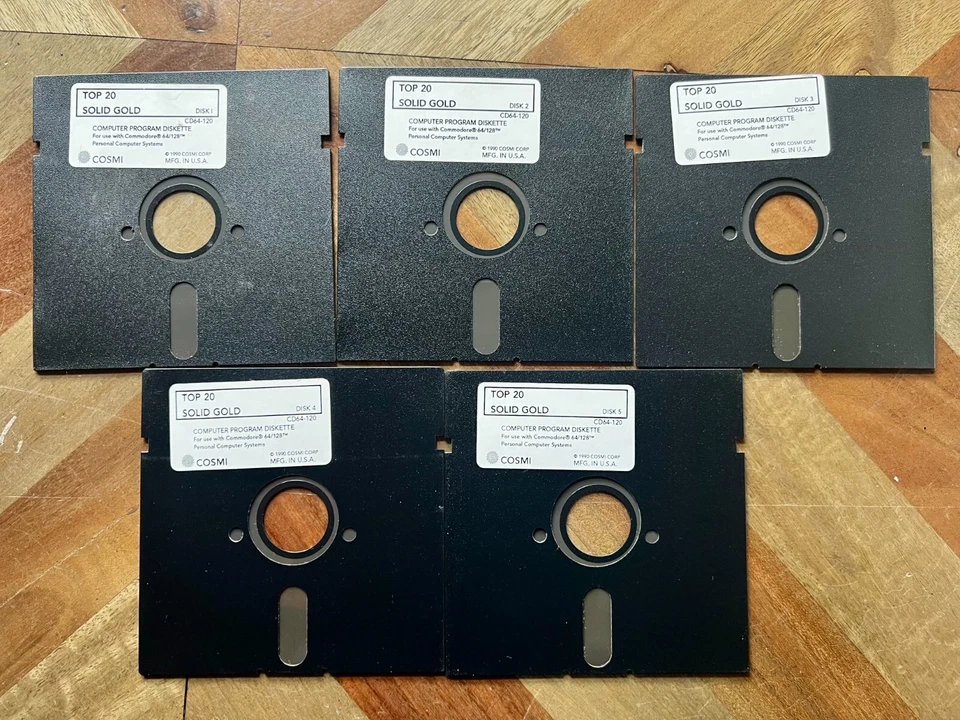 Top 20 Solid Gold  Commodore 64/128 20 games on 5 discs, 1988 Cosmi - Image 1 of 1
