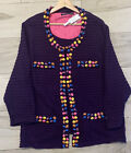 Michael Simon Workshop,Women 1X,Cárdigan Sweater Black W/Multicolor Buttons. Nwt
