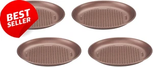CMBM-4PPBZ 4-Pc Mini Pizza Pan Set Bronze Non-Stick Baking Pans - Picture 1 of 12