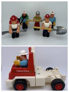 5 Vintage 1970's Fisher Price Husky Helpers With Tools Accessories & Truck - Picture 1 of 12