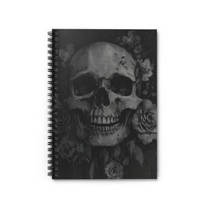 Gothic Skull Floral Spiral Notebook - Perfect for Writing, Journaling, Gifts, - Picture 1 of 6