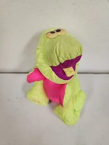 VINTAGE FISHER PRICE PUFFALUMP 1992 dinosauro cigolii verde rosa 8" - Foto 1 di 5