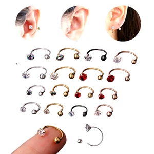 Nose Stud Screw Ear Bone Earring Body Jewelry Navel Piercing Belly Button Rings - Picture 1 of 19