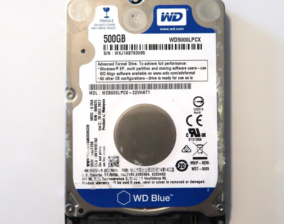 WD WD5000LPCX-22VHAT1 HAJT2BK (WXJ1) Malaysia 500gb 2.5" Sata HDD 20DEC2017 - Image 1 of 1