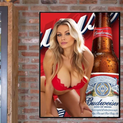 Vintage Retro Style Budweiser King of Beers Poster  18x24  sexy girl art decor 2 - Image 1 of 4