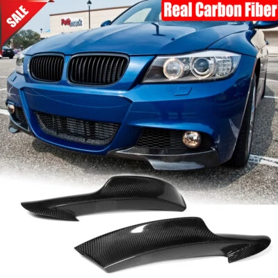 Carbon Fiber Front Bumper Splitters for BMW 3 Series E90 325i 335i M-Sport 09-12 - Image 1 of 4