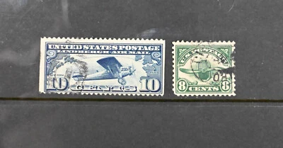USA Scott # C4 C10A F-VF Used BOB Air Mail US Stamps Cat $30 - Image 1 of 2