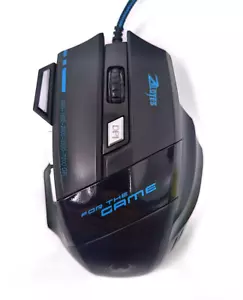 Zelotes T-80 Big Mac Gaming Mouse Wired Black n Blue Lights Up - Picture 1 of 11