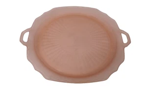 Pink Depression Glass Mayfair Open Rose Satin Cake Tray - Picture 1 of 5