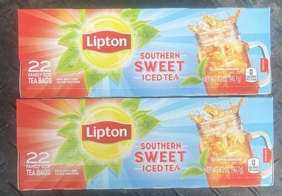 Bolsas de té helado dulce Lipton Southern 22 unidades tamaño familiar (paquete de 2) BB 04/2028 Foto 1 de 4