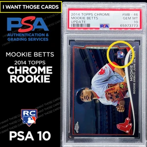 Mookie Betts ROOKIE CARD CHROME Baseball 💎 RARE 💎  2014 Topps CHROME PSA 10 - Picture 1 of 5