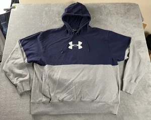 Under Armour Hoodie Herren 3XL blau grau Pullover Sweater Center Logo Sweatshirt - Bild 1 von 11