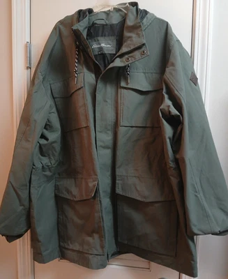 Parka de lluvia impermeable verde (caper) Eddie Bauer Everson para hombre talla T3XL USADA EN EXCELENTE ESTADO Foto 1 de 4