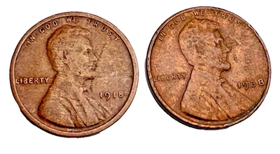 1918 & 1938 Wheat 1c  “Woody” Lamination Errors ~ Lamination Peel on '38 ~ P69 - Image 1 of 3