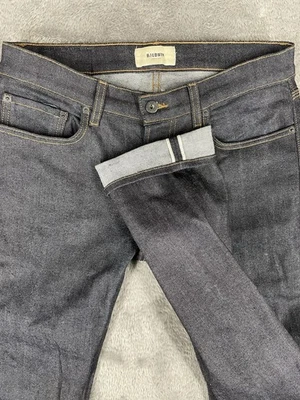 Baldwin Jeans Men’s 30x34 Henley Slim Leg Selvedge Denim Indigo Raw Button USA - Image 1 of 4
