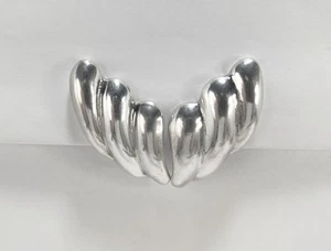 Vintage BOLD CHUNKY WIDE COUTURE HEAVY SOLID 925 Sterling Silver Earrings - Picture 1 of 9