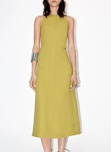 ZARA Damen Leinenmischung Maxikleid Grün Träger Rücken Größe M US 6/8 Sommer - Bild 1 von 12
