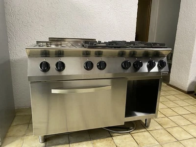 Bratscher 6 Flammen Gasherd MFG mit Elektrobackofen 2/1 GN Siehe Beschreibung - Bild 1 von 4