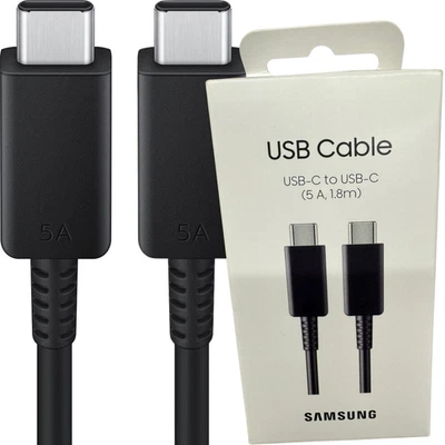 Genuine Samsung USB C To USB-C 45W / 65W / 100W Charge Cable WIRE 1.8m 5A BLACK - Image 1 of 4