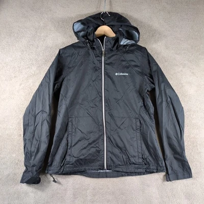 Chaqueta Columbia Switchback II para mujer grande negra con capucha ventilada prendas exteriores de nailon Foto 1 de 4