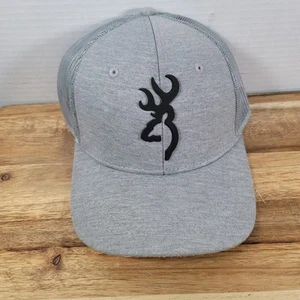 Browning Mesh Trucker Snapback Hat Cap Polyester Blend Deer Men Women Gray Black - Picture 1 of 5