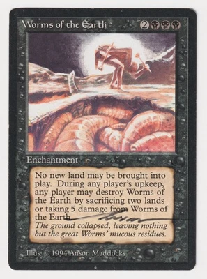 Crimped Signed Worms of the Earth HP The Dark Artist Anson Maddocks MTG Misprint - Image 1 of 2