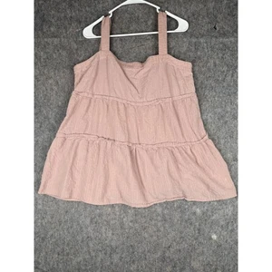 Top sin mangas caballete para mujer grande rosa con capas fluido correas ajustables boho - Imagen 1 de 4