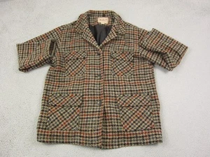 Vintage Woolrich Jacket Womens Extra Large XL Brown Wool Made in USA Houndstooth - Picture 1 of 13
