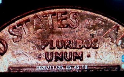 Struck Through Grease Rev ~ 1970 D Lincoln Memorial Cent 1C ~ Mint Error Penny - Image 1 of 3