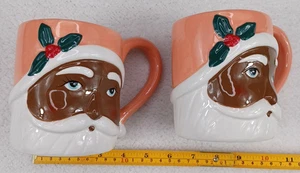Lot Of Two Black Santa Mugs HGTV Home Collection New - Picture 1 of 9