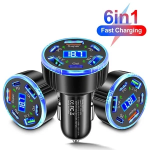 Chargeur Voiture Charge Rapide avec Adaptateur USB PD 6 Ports pour Plusieurs App - Photo 1 sur 36