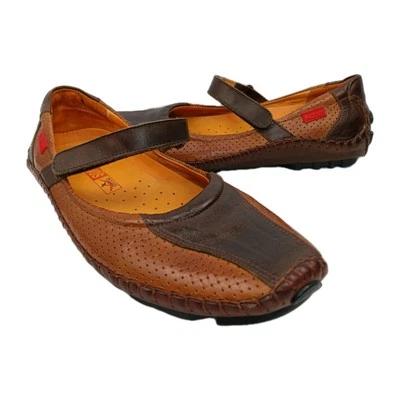 Pikolinos Women's Sz. 37 US 6.5 Leather Driving Moc Loafers Mary Jane Tan - Image 1 of 4