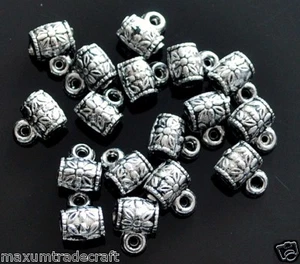 40x Tibet Argento Stile Acrilico Cilindro Perline Ciondolo 8mm - Picture 1 of 1