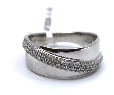 STERLING SILVER DIAGONAL LINE RING WITH DIAMONDS SZ 7 - Image 1 of 4