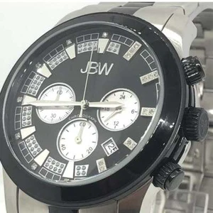 Reloj para hombre JBW Delano JB-6218 plata/negro diamante acento 45 mm - Imagen 1 de 2