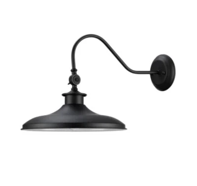 Aplique de pared Globe Electric Aedan 1 luz 13" W, brazo de cuello de cisne, cabezal giratorio, negro Foto 1 de 4