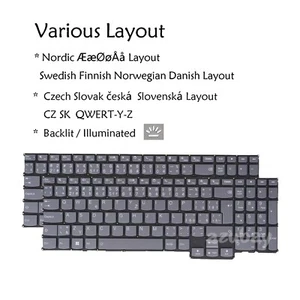 NE CZ SK Keyboard For Lenovo Yoga Slim 7 Pro- 16ACH6 / 16ARH7 / 16IAH7 Backlit - Picture 1 of 9