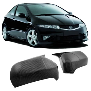 Carbon Fiber Look Left & Right Car Rear Mirror Cover Cap For Honda Civic 2006-11 - Picture 1 of 8
