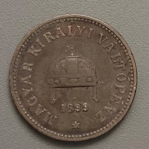1899 KB Hungary 2 Filler Coin - Bronze - Regal Crown - Picture 1 of 2