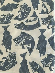 Federa cuscino Ellison grigio blu e crema poliestere motivo pesce nautica STRAPPATA - Foto 1 di 7