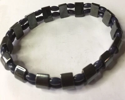 HEILSTEIN-EDELSTEIN  Stretch-Armband mit HÄMATIT - IOLITH - Bild 1 von 4