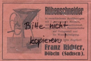 DÖBELN, Werbung 1934, Franz Richter Rübenschneider - Bild 1 von 1