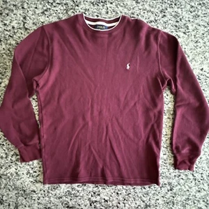 Polo Ralph Lauren Waffle Knit Crew Neck Long Sleeve Men's Sleep T-Shirt M #135 - Picture 1 of 6