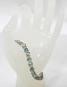 Vintage 10K Weißgold Diamant und Topas Tennis Armband 7,5" lang, 9,6 gr - Bild 1 von 4