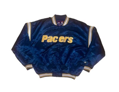 Vintage 1990s NBA Pro Player Indiana Pacers Embroidered Satin Bomber Jacket - Image 1 of 2
